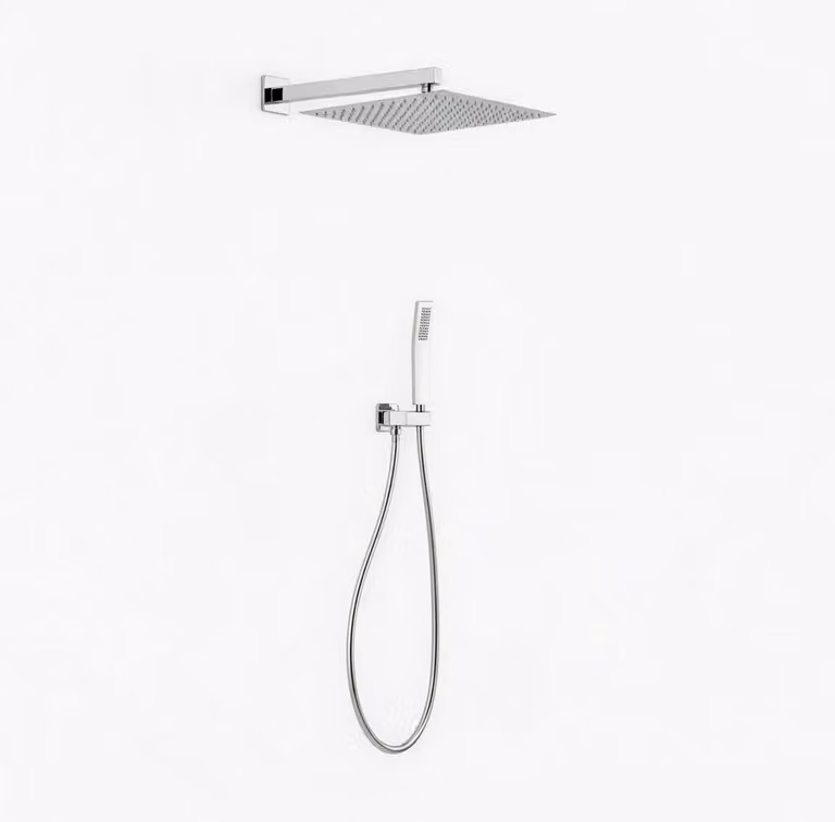Set doccia completo di soffione quadrato 25x25 cm e set doccetta KZ-1004-2 MUMBAI - Cromato Lucido