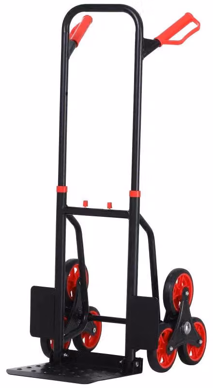 Carrello a sacco per scale, con 6 ruote, capacità di carico: 150 kg | Colore: nero e rosso | Dimensioni: 45x60x109 cm