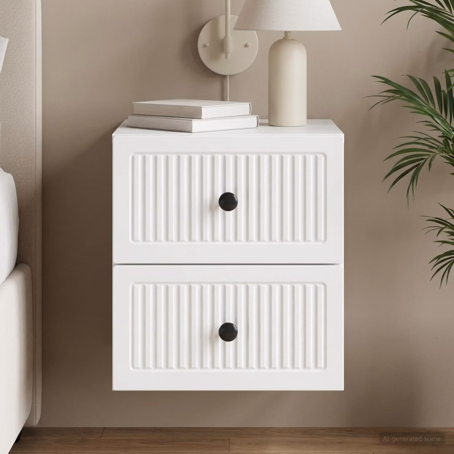 vidaXL Mobiletto da notte sospeso con cassetto Bianco L: 33 cm, P: 34,5 cm, H: 40 cm