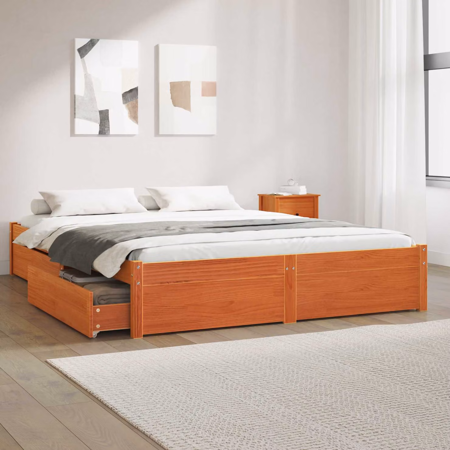 Struttura del letto in legno di pino vidaXL Marrone cerato L/P/H: 200 x 140 x 31 cm