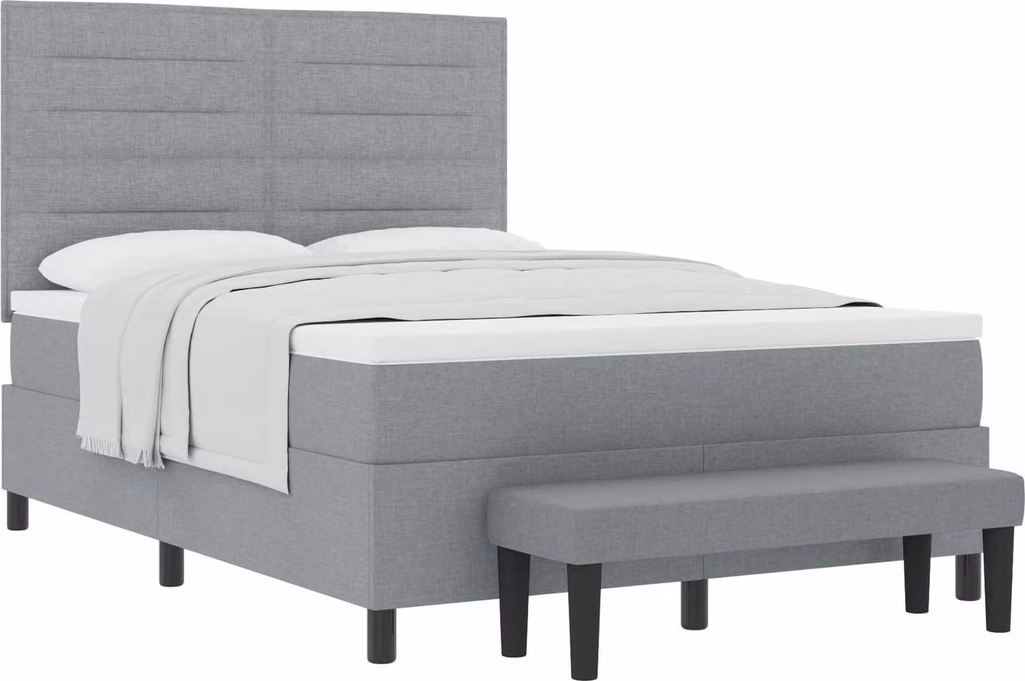 Letto a molle con testiera Grigio chiaro 140 x 200 cm Tessuto