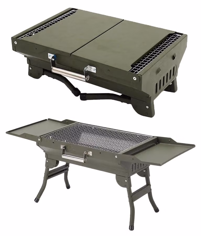 Griglia per carbone, realizzata in ferro, dimensioni 18 x 12 x 6 pollici, peso 4,5 libbre, adatta per 3-5 persone, design autoportante