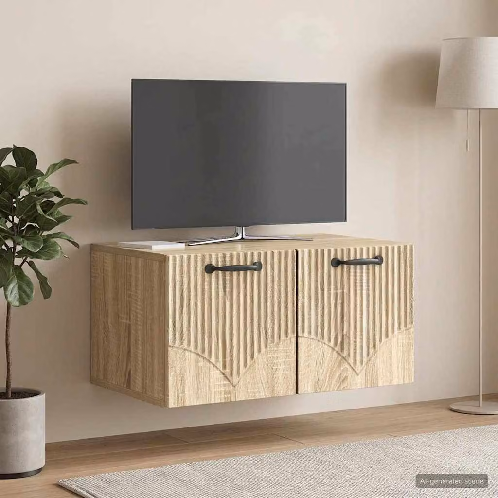 vidaXL Mobile Porta TV da Muro Moderno in Rovere Sonoma, L 59,5 cm x P 41 cm x H 30 cm