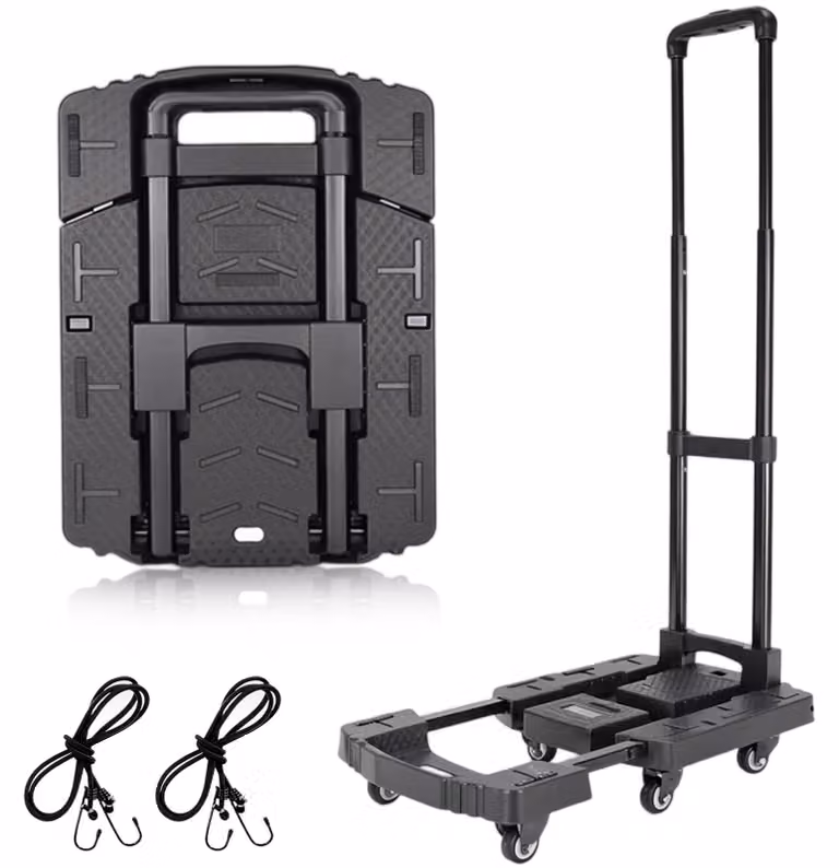 Carrello pieghevole per il trasporto di carichi, capacità di carico 200 kg, 6 ruote, 2 cinghie elastiche, ideale per il trasporto e i traslochi