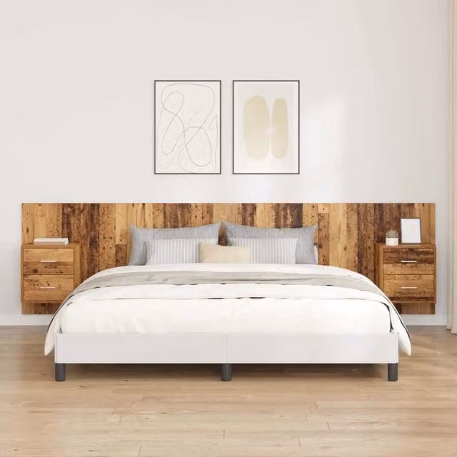 Testata con Comodino 3 pz Legno vecchio Legno ingegnerizzato 3415713