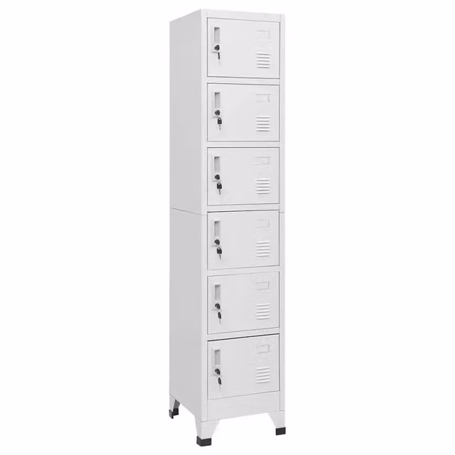 Armadietto moderno in metallo con ante a battente e serratura HELLOSHOP26, grigio e bianco, L: 38 cm, P: 40 cm, H: 180 cm