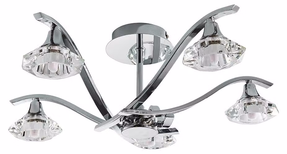 Lampada a sospensione LANGELLA cromata 5xG9x15W in metallo, dimensioni: 18,5x55x55 cm, IP20, Endon