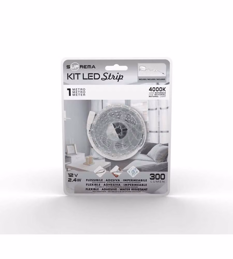Striscia LED Flessibile Adesiva 2,4W Luce Naturale 300lm - 1m