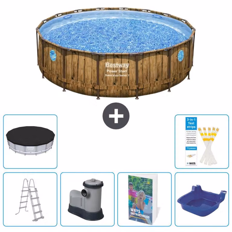 Bestway Power Steel, piscina rotonda - 488x122 cm - composta da 5 parti, modello S662