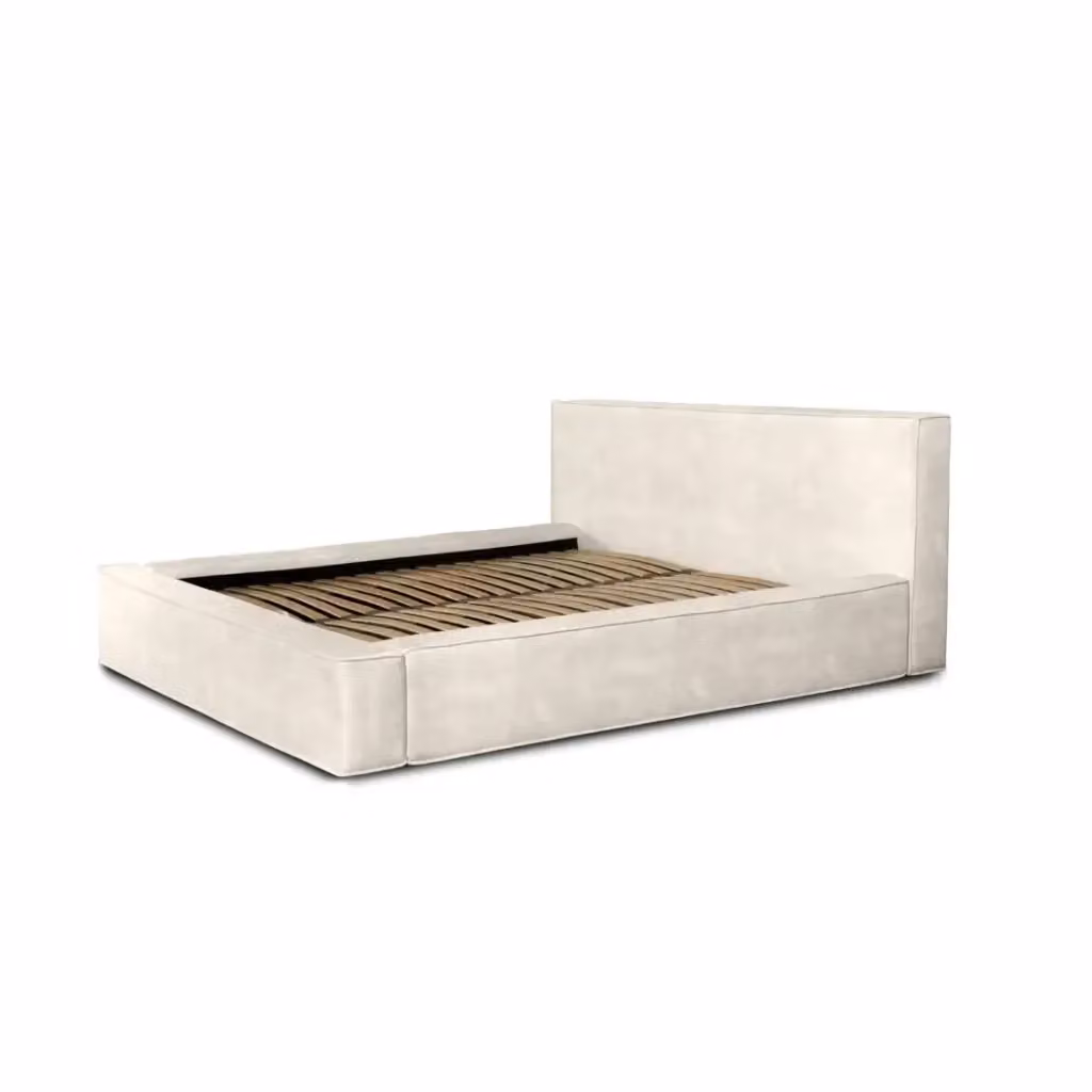 Letto contenitore VELORA Meublorama bianco in velluto con rete sollevabile L/P: 180 x 200 cm – 2