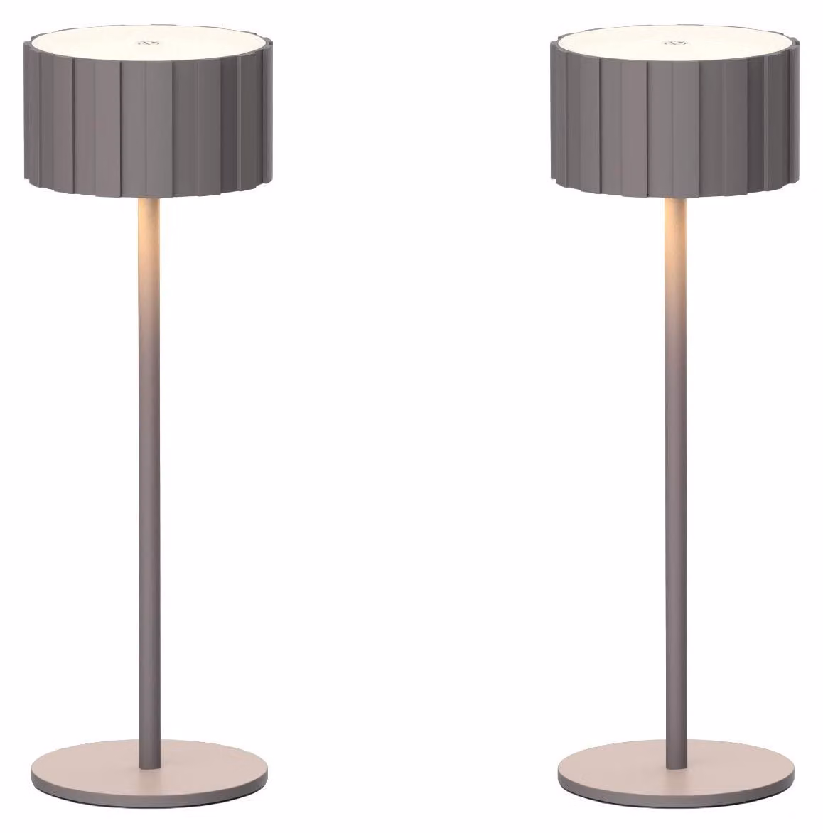 Luxus Europe - Lampada da tavolo Tinos - Set da 2 pezzi, color tortora - Lampada da tavolo senza fili, adatta per interni ed esterni – Ricaricabile
