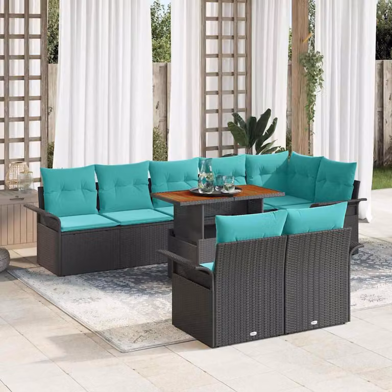 Maison Exclusive - Set da giardino composto da 9 pezzi, divano in rattan sintetico nero