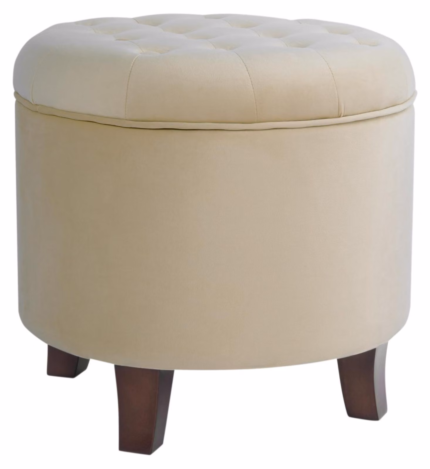 Pouf imbottito in velluto, con coperchio, color crema, dimensioni 38x38x38 cm, ideale per soggiorno e camera da letto