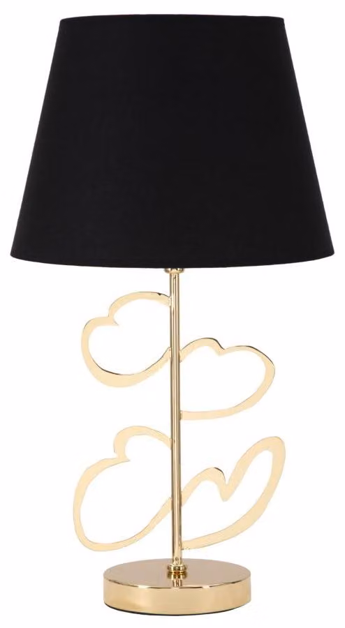 Lampada da Tavolo Glam Harts Ø30x54,5 cm in Ferro e Tessuto Nero e Oro