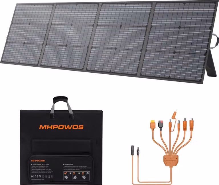 Pannello solare, 220W, 20V, 11A, 23,5" x 21,25" x 2,3", tasso di conversione dell'efficienza 23,5%