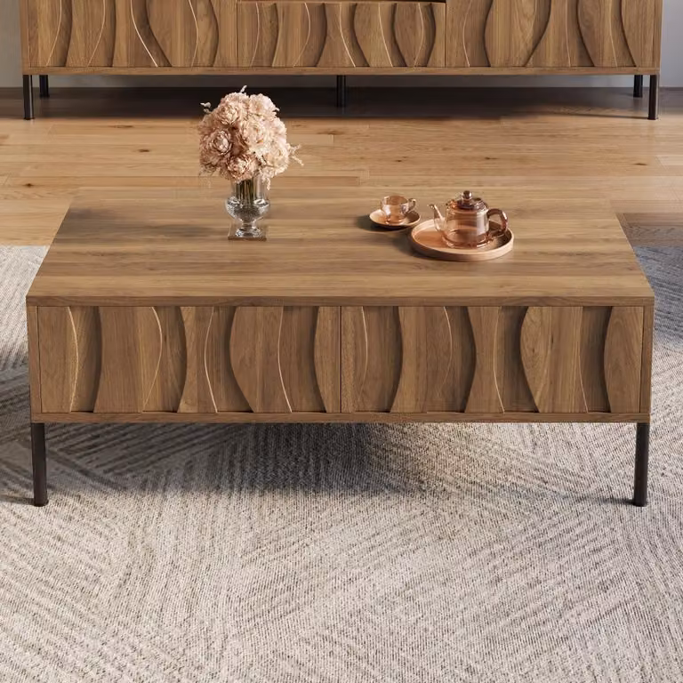 Tavolino da salotto in stile retrò-moderno - struttura in metallo compatta - elegante, ideale per piccoli salotti