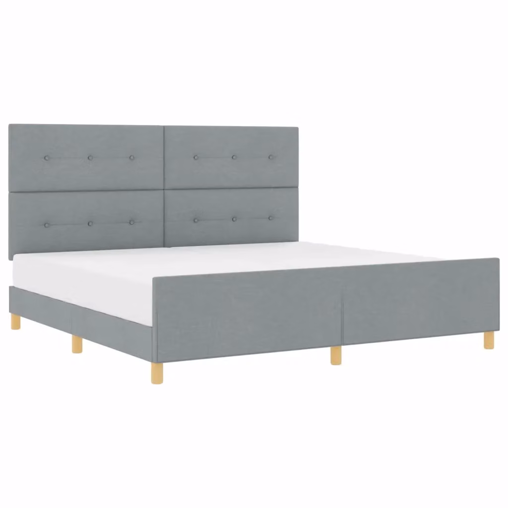 Struttura letto imbottita vidaXL in tessuto grigio con base in legno, L/P/H: 200 x 200 x 128 cm – 2