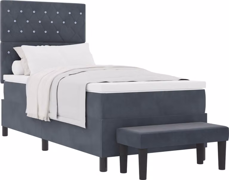Letto a molle con testiera Grigio scuro 200 x 90 cm Velluto