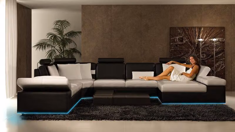 Moderne Sitzecke Ecksofa Sofa Polster Couch Wohnlandschaft Ledersofa Eckgarnitur