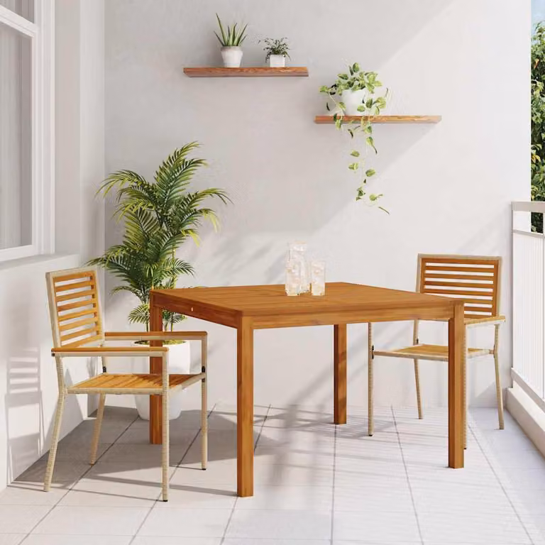 Maison Exclusive - Set da pranzo per esterno, 3 pezzi, in legno massello di acacia, color beige