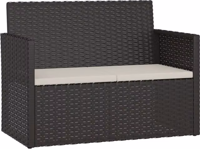 Panchina da Giardino | Panca da Giardino con Cuscini Nera 105 cm in Polyrattan