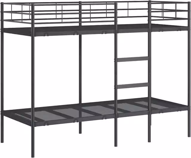 Letto singolo | Letto per adulti | Letto a Castello senza Materasso Nero 75x190 cm in Acciaio