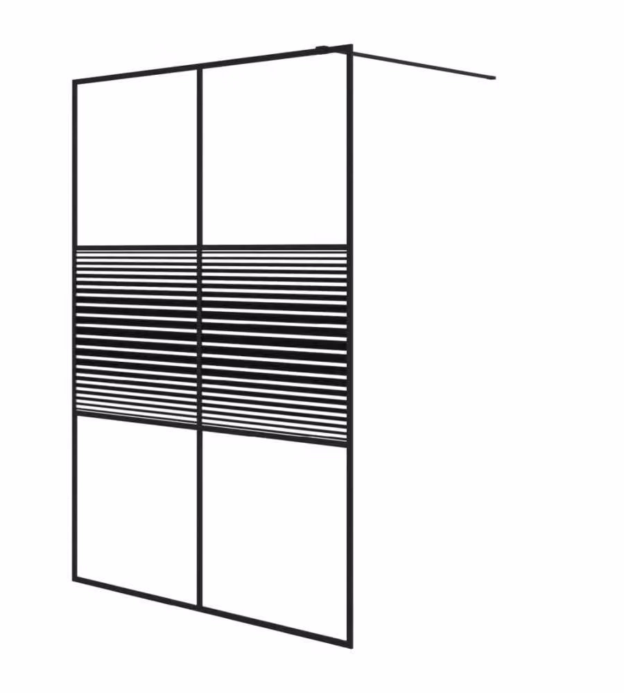 Parete Doccia Walk in vidaXL Nero con Vetro Trasparente ESG L: 140 cm, H: 195 cm