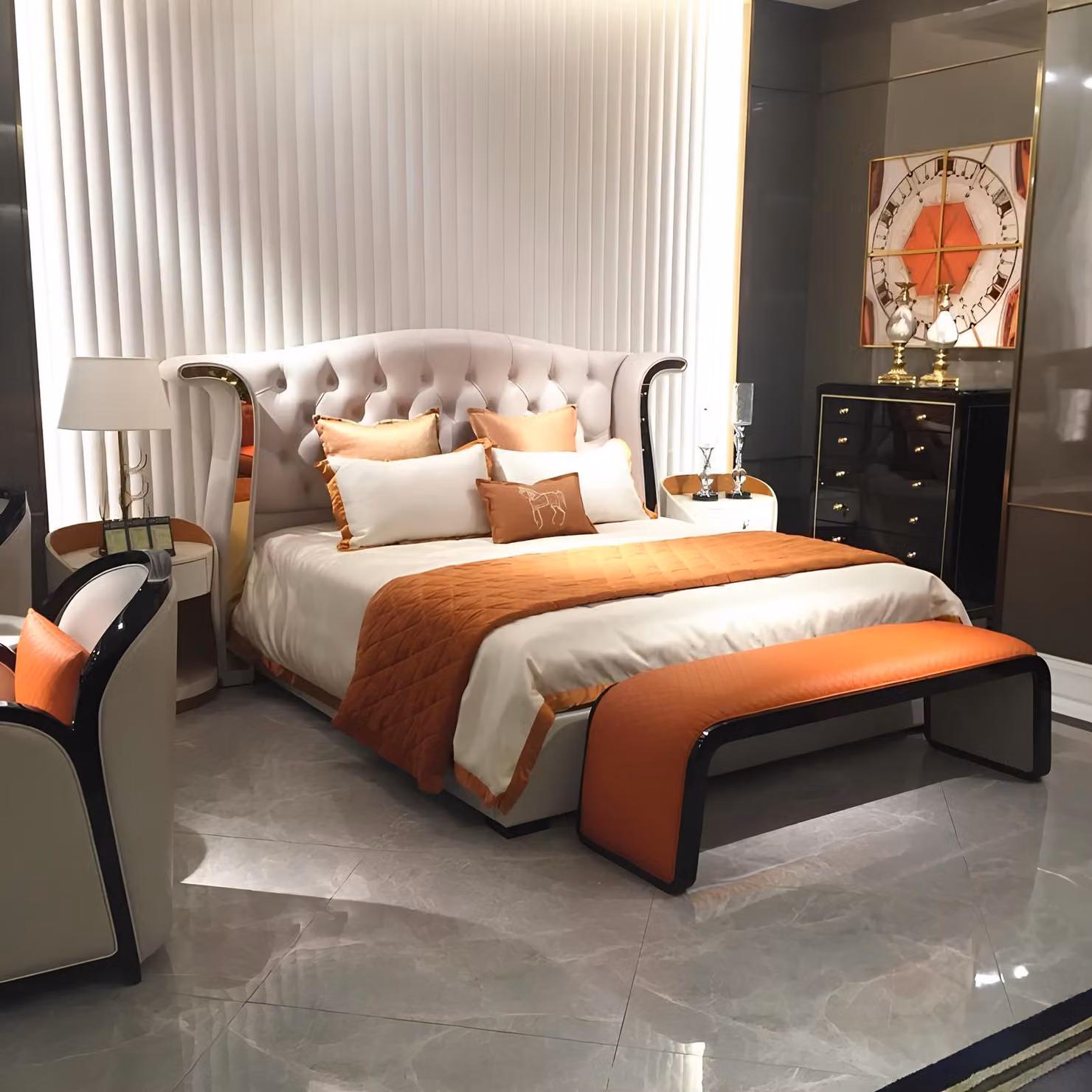 Modernes Design Bett 180x200 Samt Hotel Metall Betten Doppel Ehe Schlaf Zimmer