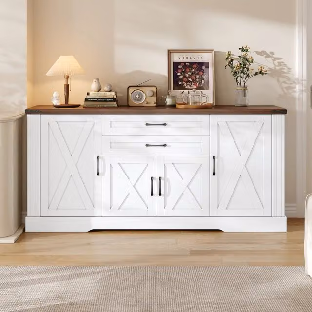 Consolle con 4 ante e 2 cassetti ¨C Minimal ¨C Bianco 160x39x81.5cm