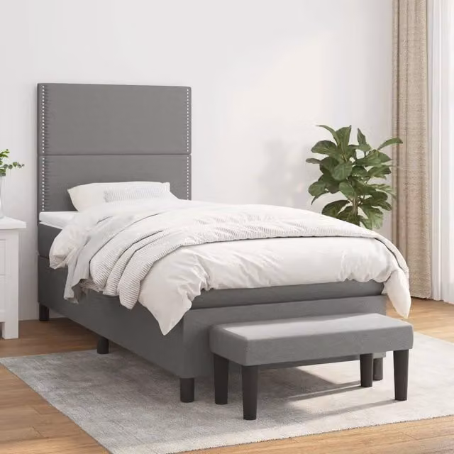 Letto Ibrido con Materasso e Struttura Imbottita vidaXL Grigio e Bianco L/P/H: 203 x 100 x 118 cm – 1