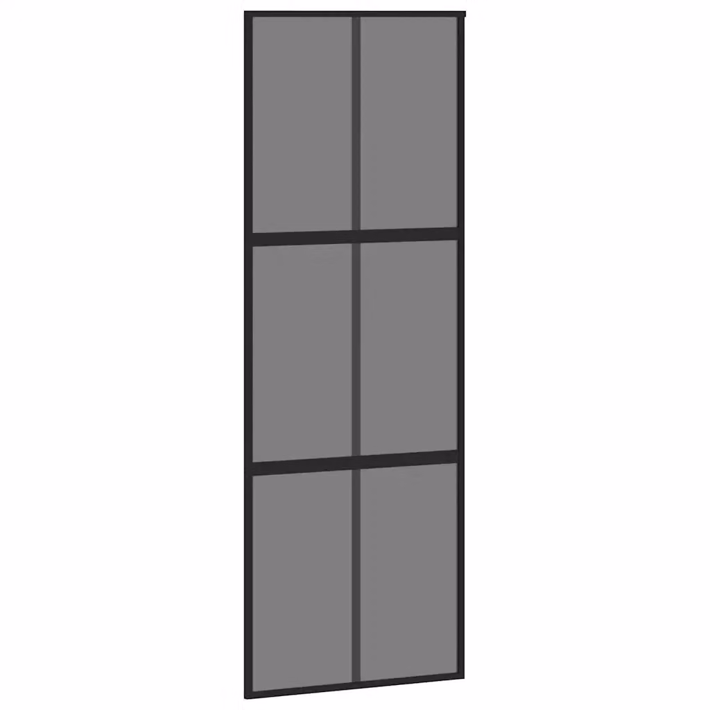 Porta Scorrevole vidaXL in Vetro Temperato Trasparente e Alluminio Nero L: 76 cm, H: 205 cm – 2