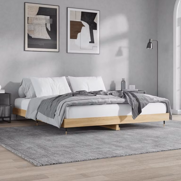 Giroletto vidaXL in Rovere Sonoma e Bianco con Doghe in Legno, L/P: 200 x 200 cm