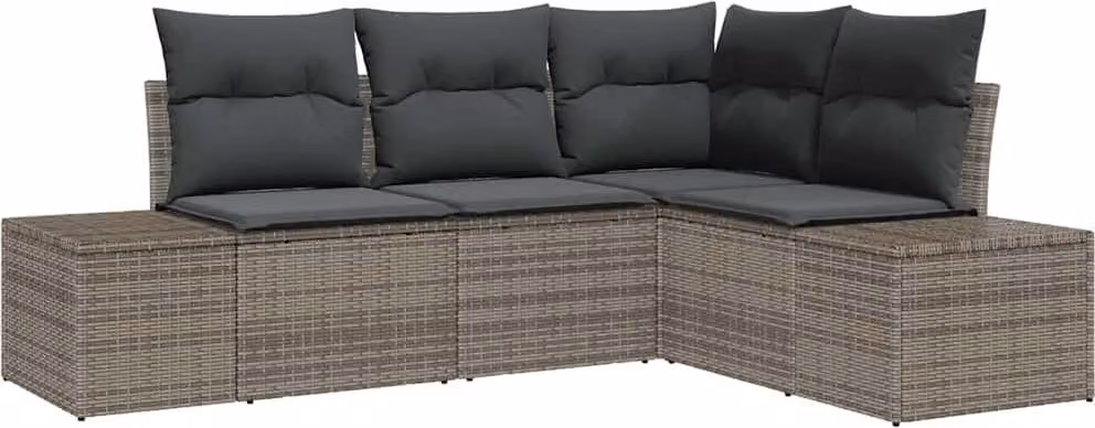 Set Divano da Giardino 4 pcs Grigio polyrattan