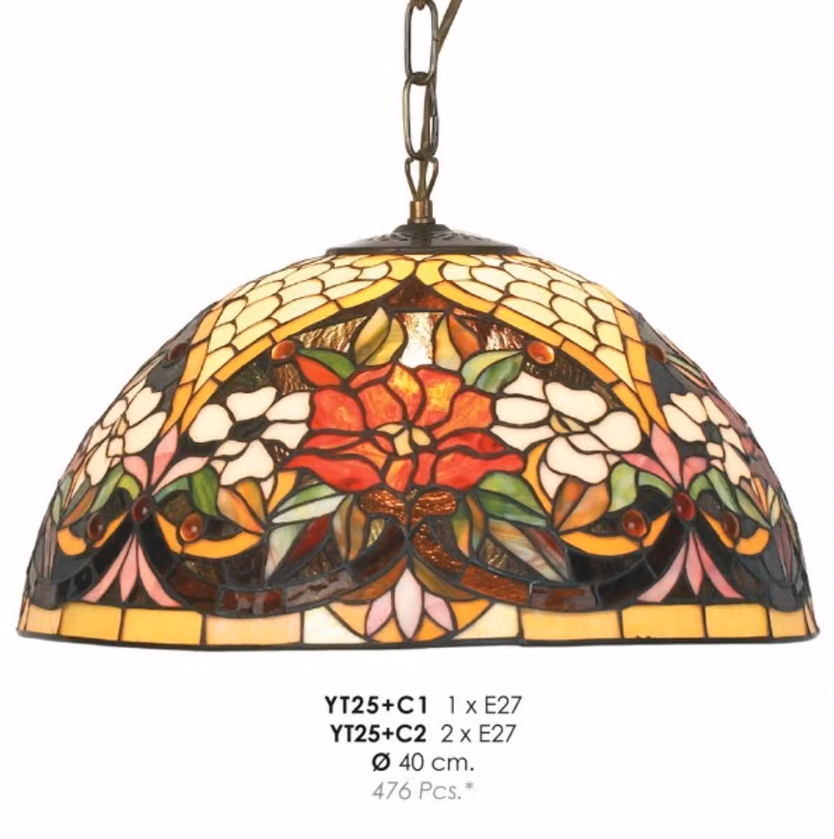 Casa Padrino Lampada a sospensione Tiffany Ø 40 cm - Lampada a sospensione Tiffany realizzata a mano