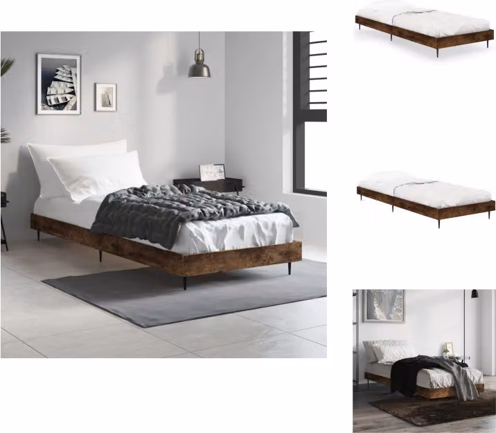 vidaXL Struttura letto in rovere affumicato 75x190 cm materiale a base di legno - Letti e strutture letto