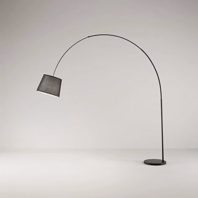 Piantana Contemporanea Arche Metallo Nero Tessuto 1 Luce E27