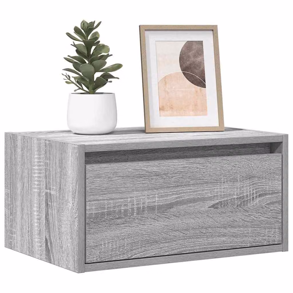 vidaXL Comodino a Parete Moderno con Luci LED Integrate Grigio