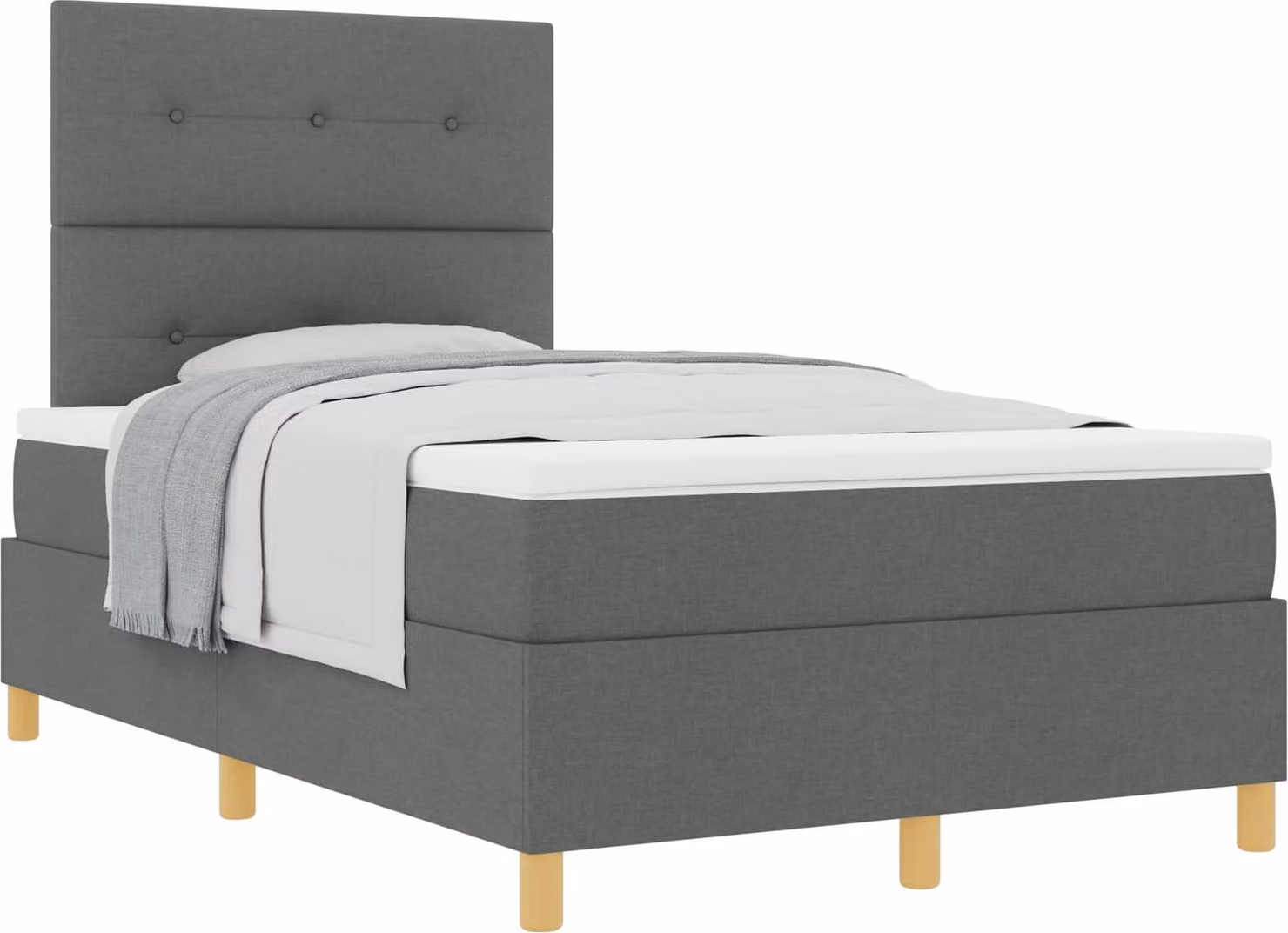 Letto a molle con testiera grigio scuro 120 x 200 cm in tessuto