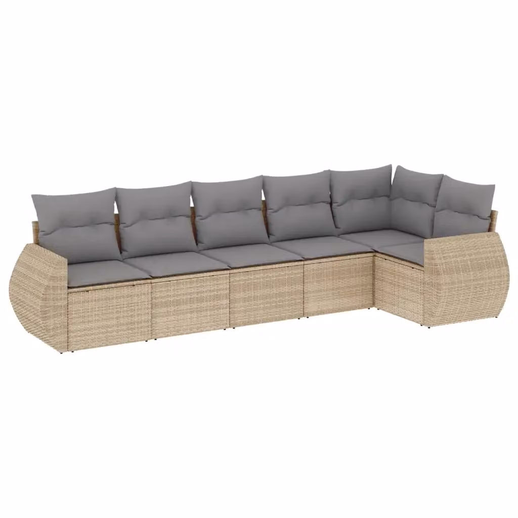 vidaXL Set Divano da Giardino 6 pz a L in Polyrattan con Cuscini Beige e Grigio – 2