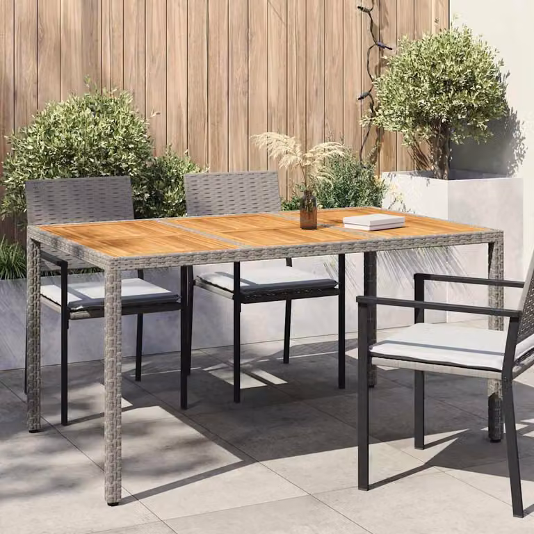 vidaXL Tavolo da giardino rettangolare in polyrattan grigio L: 150 cm, P: 90 cm, H: 75 cm