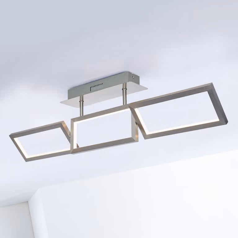 BRILLIANT Lampada da soffitto a 3 luci LED | plafoniera decorativa dimmerabile in 3 fasi tramite interruttore a parete | elementi laterali orientabili | 34W 3400 lumen 3000 Kelvin | alluminio/plastica | 21x81cm