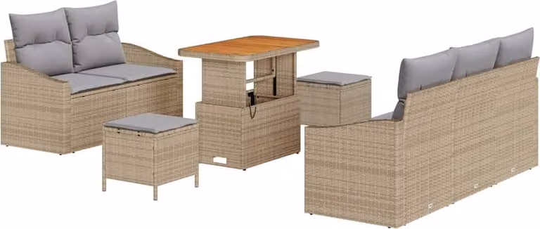 Set Divano da Giardino con cuscino 8 pcs Beige polyrattan