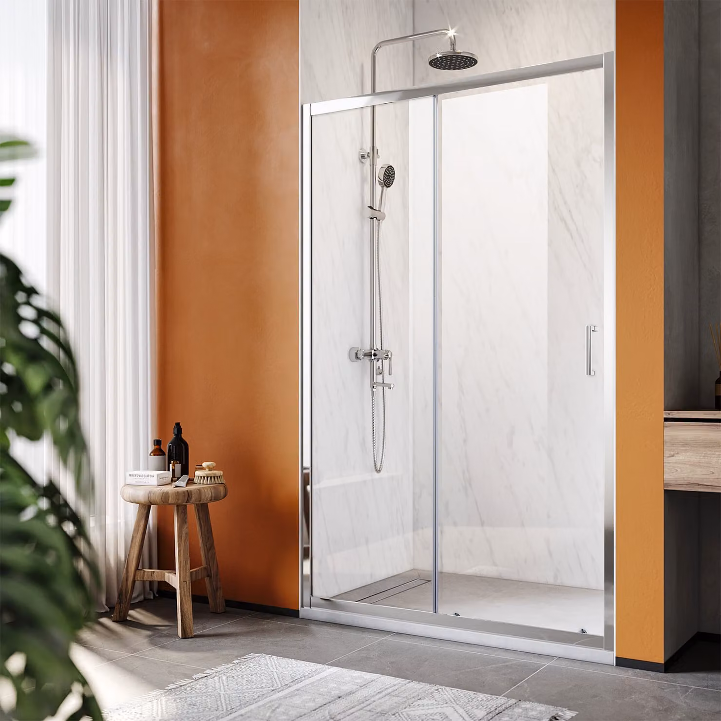 Cabine doccia SUNXURY con porta scorrevole e vetro temperato di sicurezza 110 x 185 cm