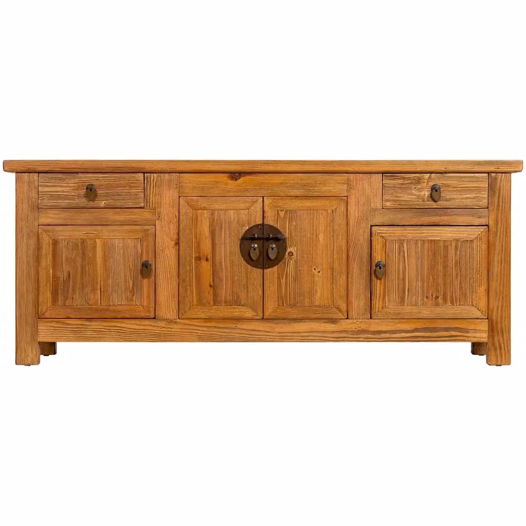 Mobile basso moderno WANDERLUST DECO in legno marrone e metallo nero L: 159 cm, P: 39 cm, H: 63 cm – 2