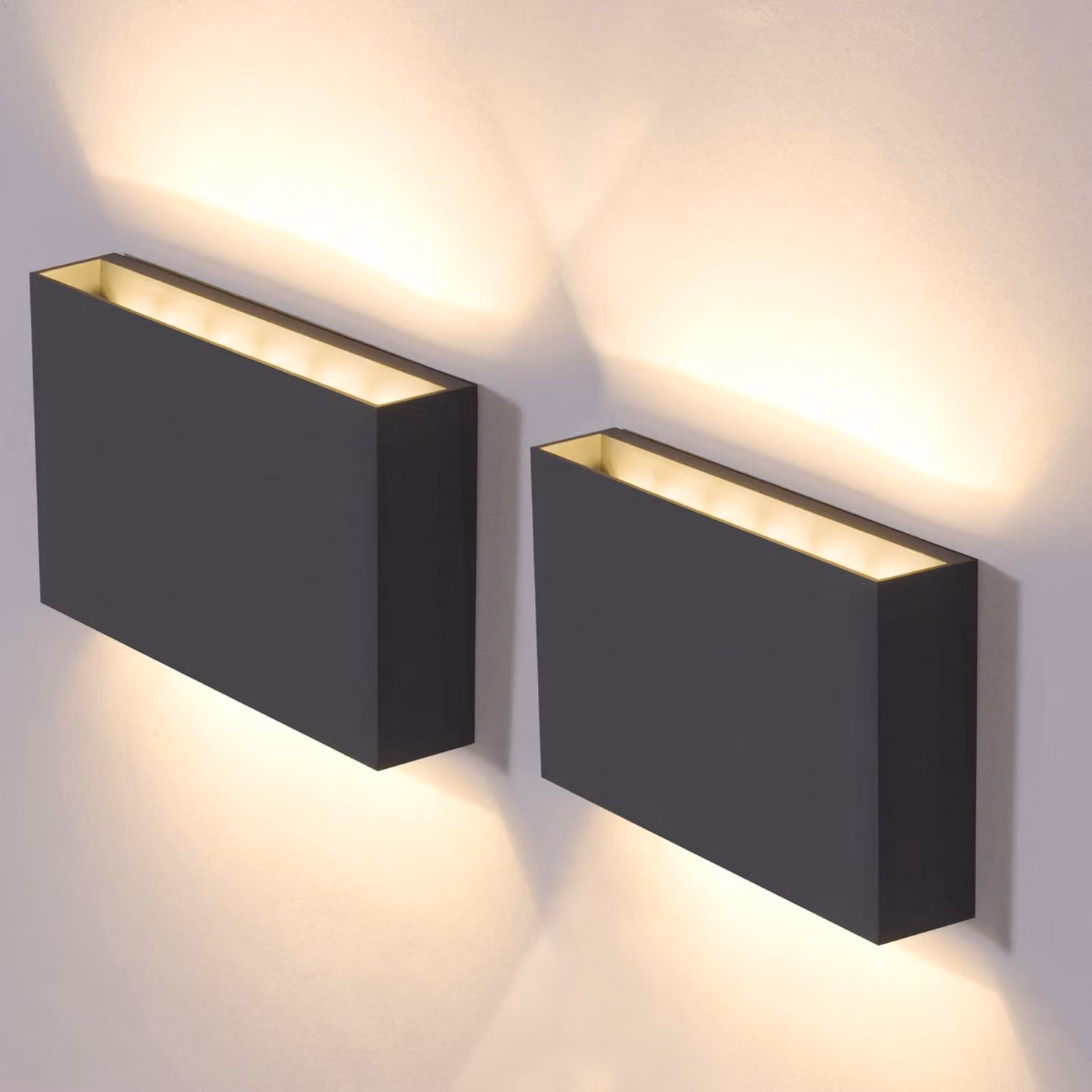 2 lampade da parete LED da esterno, 12W, 3000K, luce bianca calda, grado di protezione IP65, impermeabili
