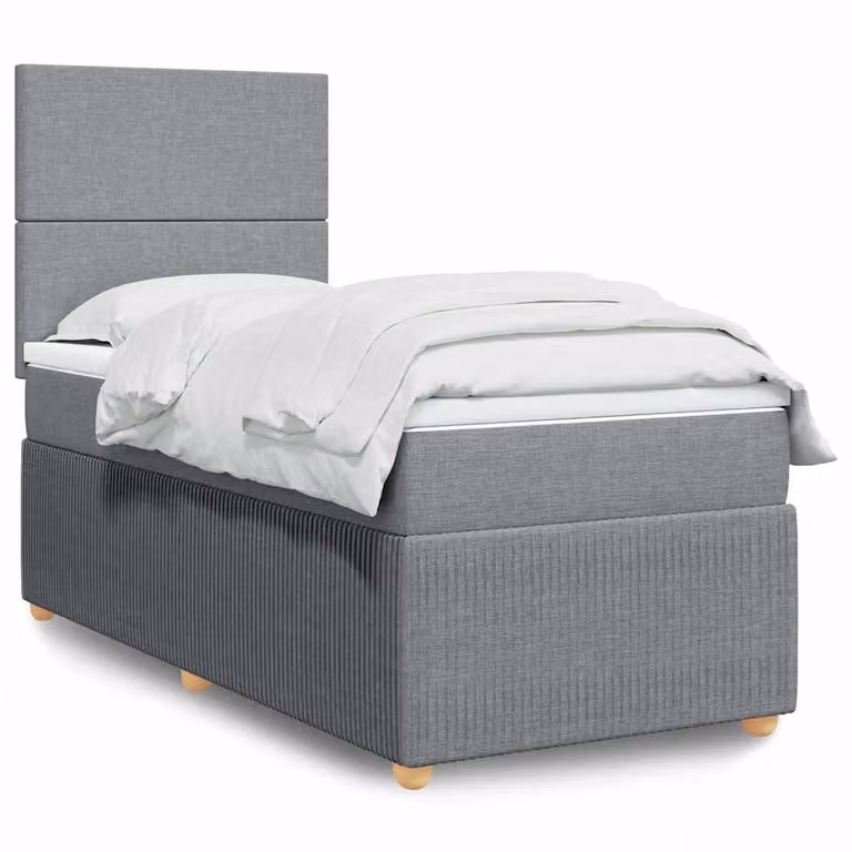 vidaXL Giroletto a Molle con Materasso Ibrido in Tessuto Grigio e Bianco L/P/H: 200 x 90 x 150,5 cm