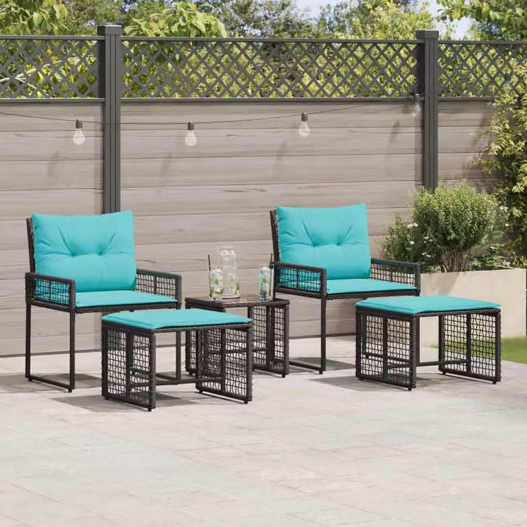Maison Exclusive - Set di mobili da giardino, 5 pezzi, nero e turchese