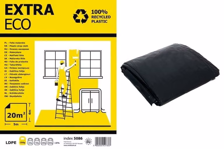Film in plastica - 10 pezzi - Telo protettivo 4 x 5 metri - Extra resistente - Nero