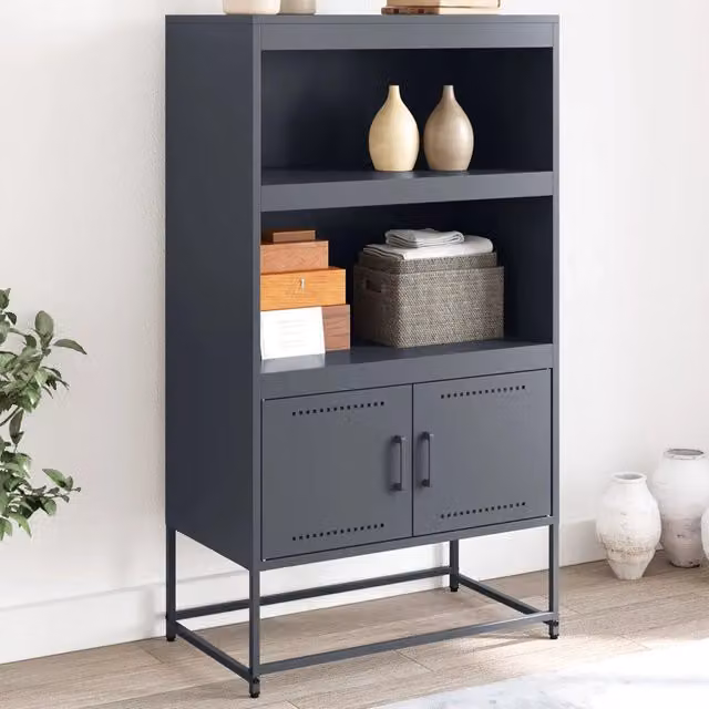 Credenza in metallo stile industrial vidaXL colore antracite L: 68,5 cm, P: 38,5 cm, H: 123,5 cm