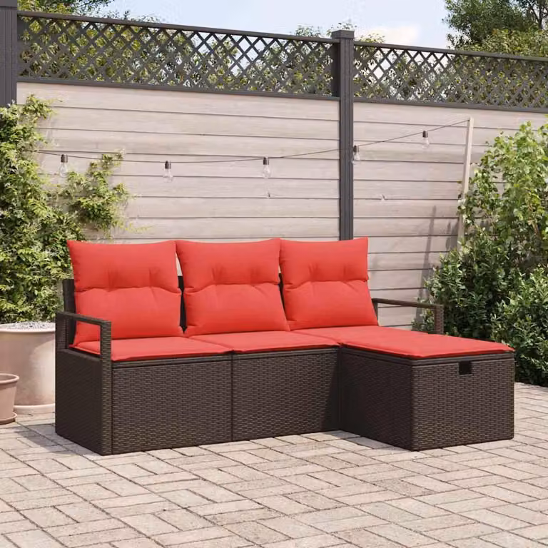 Maison Exclusive - Set da giardino composto da 4 pezzi, divano in rattan sintetico marrone